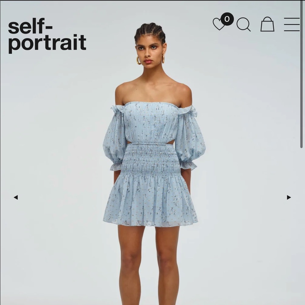 Self portrait metallic floral off-shoulder mini dress NWT